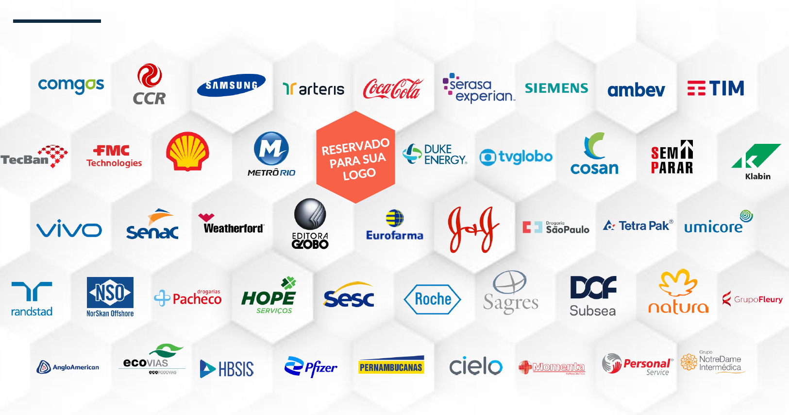 Mosaico com marcas de clientes atendidos pelo IME